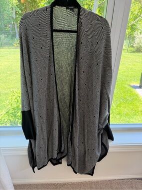 Alfani Black & White Geometric Open Cardigan